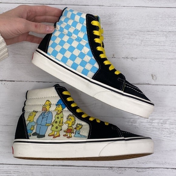 Vans x Simpsons SK8-HI Black and Yellow Shoes Sneakers in Womens Size 7 - Picture 3 of 10